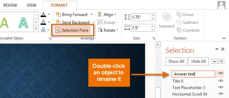Bạn c&oacute; lựa chọn hiệu ứng bằng Selection Panel