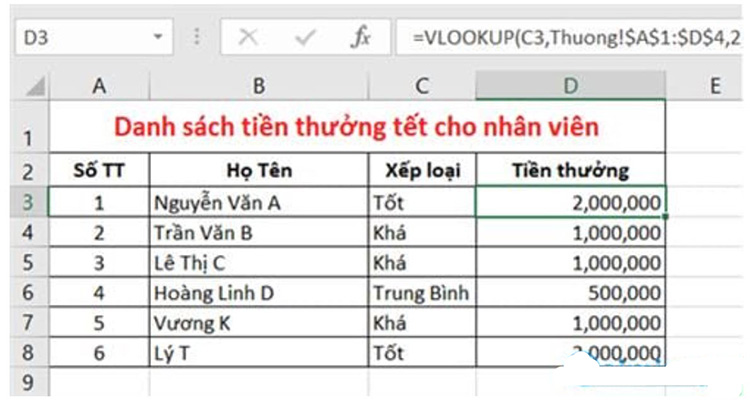 d&ugrave;ng h&agrave;m Vlookup giữa 2 sheet