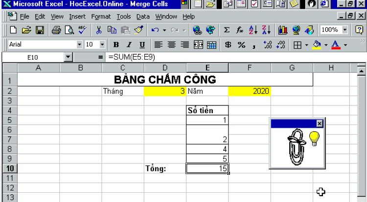 C&oacute; những lỗi về ph&iacute;m tắt Merge Cell m&agrave; bạn cần lưu &yacute; để sửa lại
