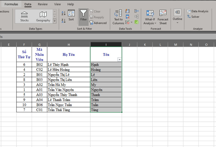 C&aacute;ch sắp xếp t&ecirc;n theo abc trong excel 2010 5