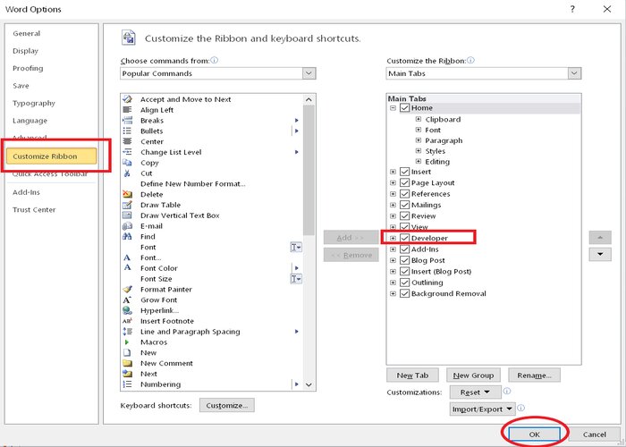  Hiển thị Tab Developer tr&ecirc;n Ribbon