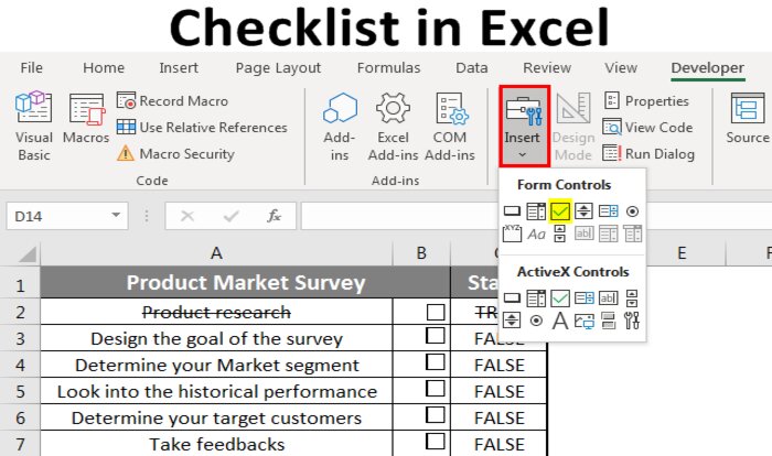 Hộp đ&aacute;nh dấu l&agrave;m checklist trong Excel l&agrave; g&igrave;?