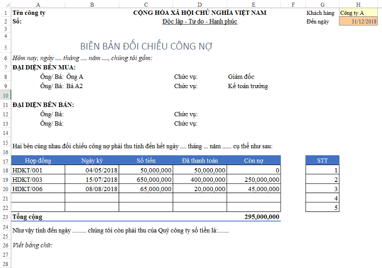 những nội dung cần c&oacute; trong một file excel quản l&yacute; c&ocirc;ng nợ