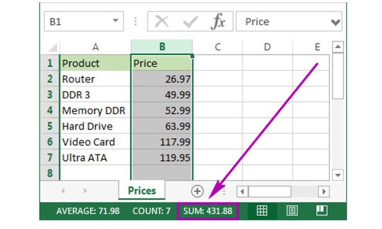 Định nghĩa h&agrave;m SUM trong Excel