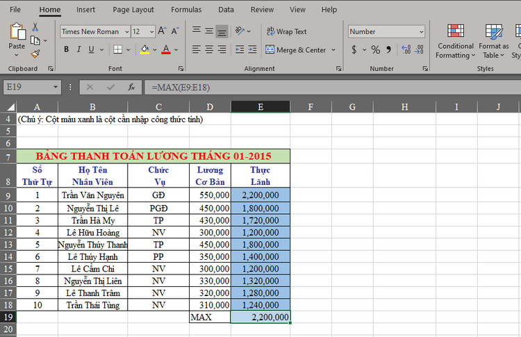 H&agrave;m MAX c&oacute; điều kiện trong Excel 3