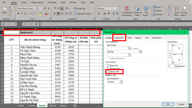 Gộp &ocirc; trong excel 3