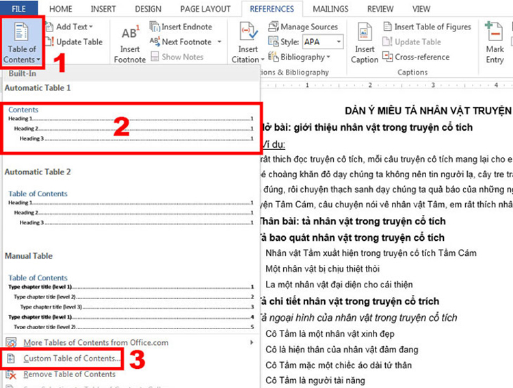 C&aacute;ch tạo mục lục trong word 2010