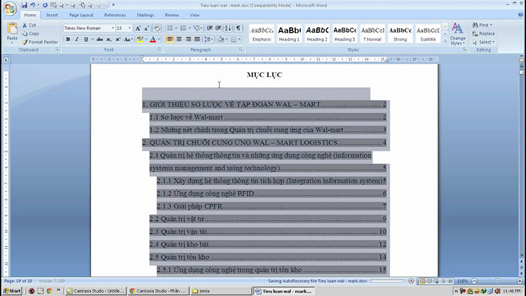 C&aacute;ch tạo mục lục trong word 2010