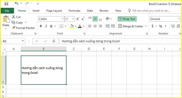 Xuống d&ograve;ng trong &ocirc; excel 6