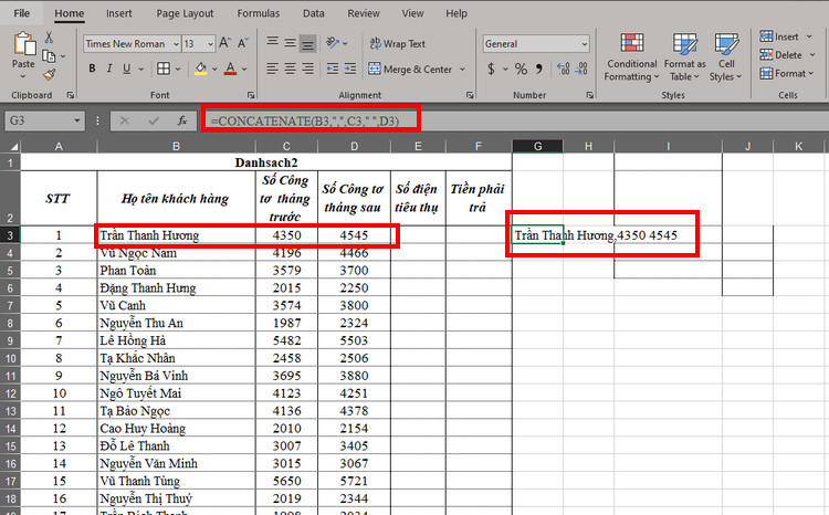 gộp &ocirc; trong excel