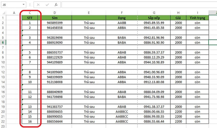 c&aacute;ch đ&aacute;nh số thứ tự trong excel 2010