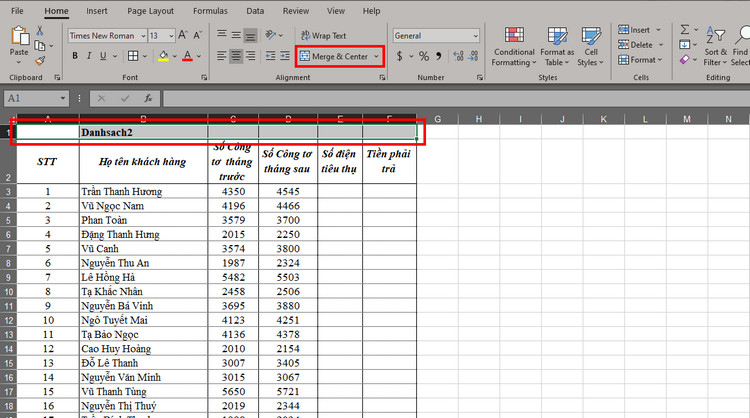 Gộp &ocirc; trong excel 2