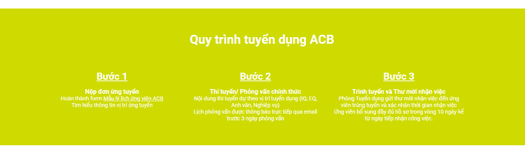 Quy tr&igrave;nh tuyển dụng được hiển thị tr&ecirc;n trang tuyển dụng của ng&acirc;n h&agrave;ng ACB 