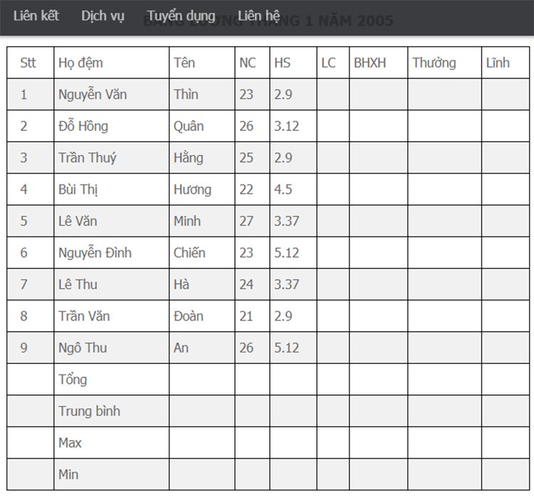B&agrave;i tập excel n&acirc;ng cao 1