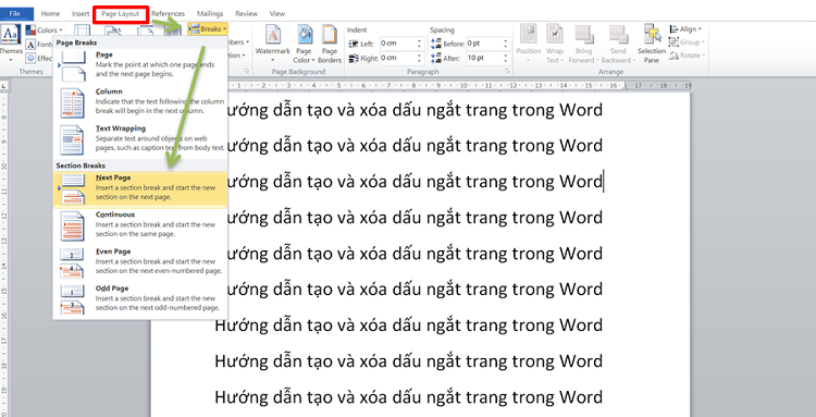 C&aacute;ch ngắt trang trong Word m&agrave; bất kỳ ai cũng c&oacute; thể thực hiện được 