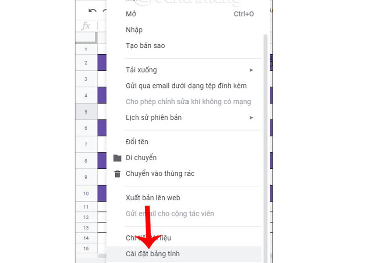C&agrave;i đặt bảng t&iacute;nh