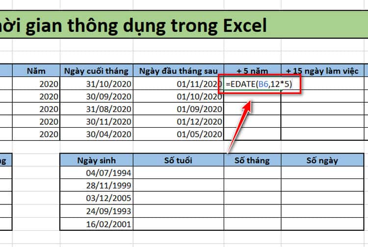 Tính cộng ngày, tháng, năm trong Excel