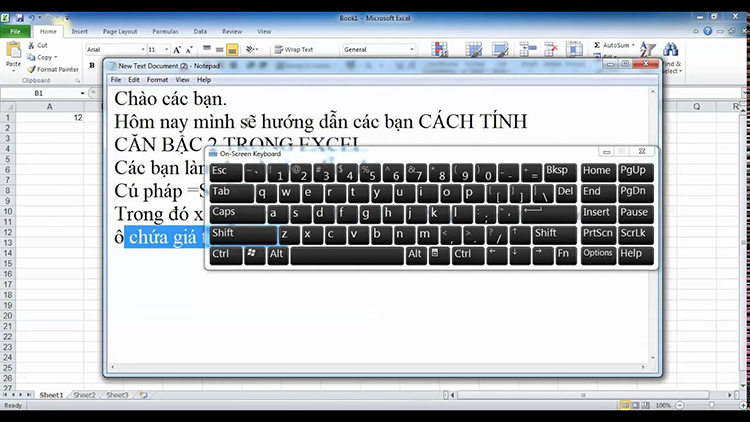 Căn bậc 2 trong excel 2