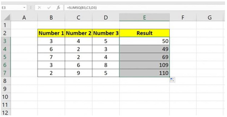 sao ch&eacute;p c&ocirc;ng thức h&agrave;m b&igrave;nh phương trong Excel