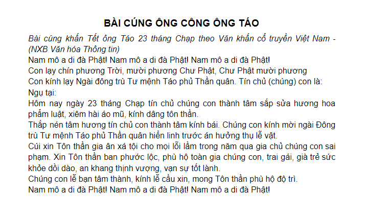 B&agrave;i văn c&uacute;ng &ocirc;ng C&ocirc;ng &ocirc;ng T&aacute;o