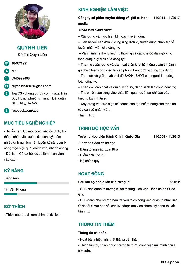 CV tiếng việt