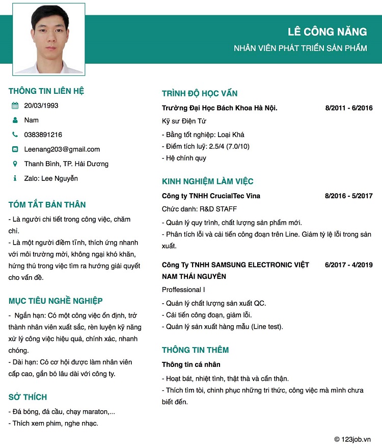 CV chuy&ecirc;n nghiệp