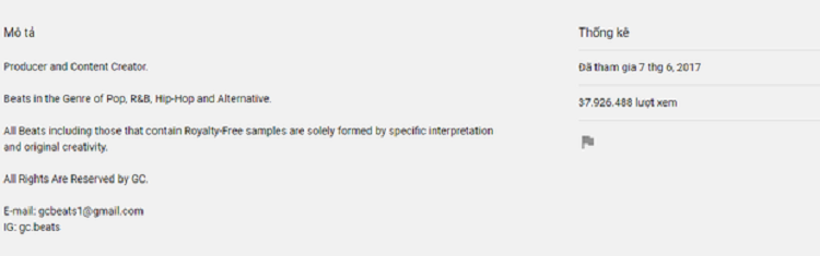 Phần giới thiệu của producer GC tr&ecirc;n k&ecirc;nh YouTube