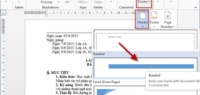 Hướng dẫn c&aacute;ch tạo header and footer trong Word