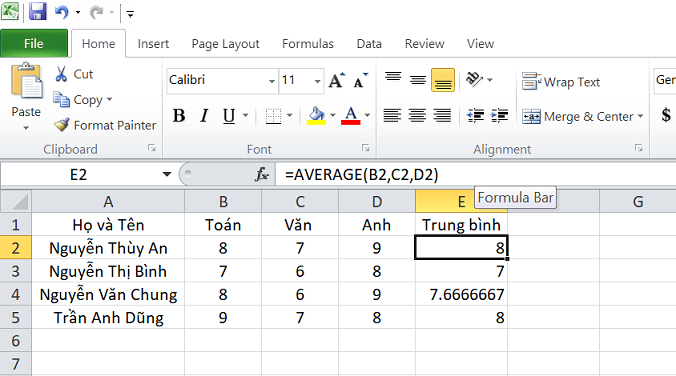 Hướng dẫn c&aacute;ch t&iacute;nh trung b&igrave;nh bằng h&agrave;m Average trong Excel nhanh ch&oacute;ng