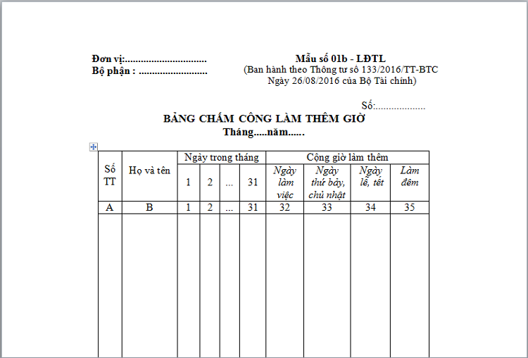 bảng chấm c&ocirc;ng