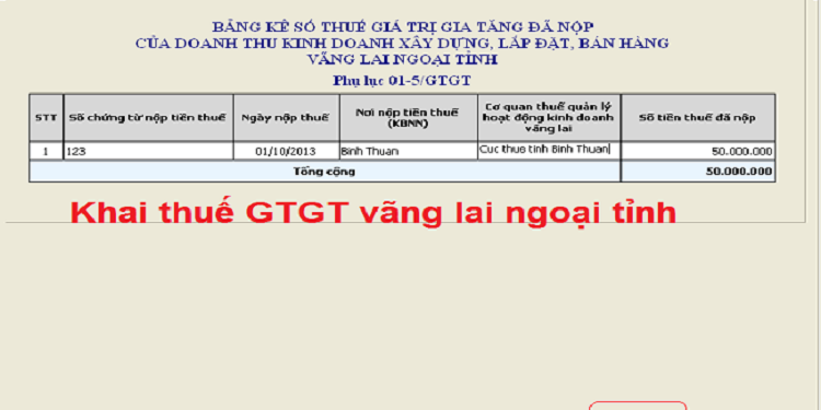 Thuế vãng lai ngoại tỉnh được tính như thế nào?