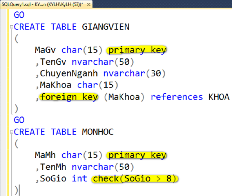 Một số loại kh&oacute;a kh&aacute;c trong cơ sở dữ liệu SQL Server