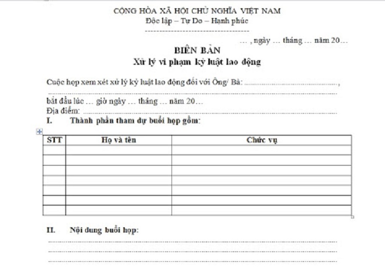 Biên bản kỷ luật nhân viên là gì?