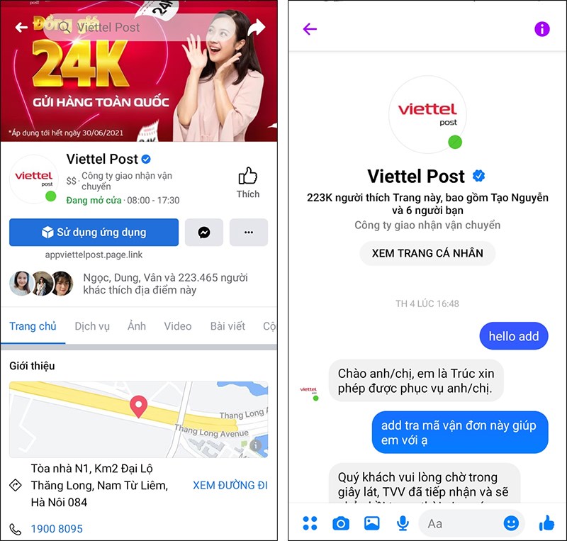 C&aacute;ch tra m&atilde; vận đơn Viettel Post&nbsp;qua Fanpage