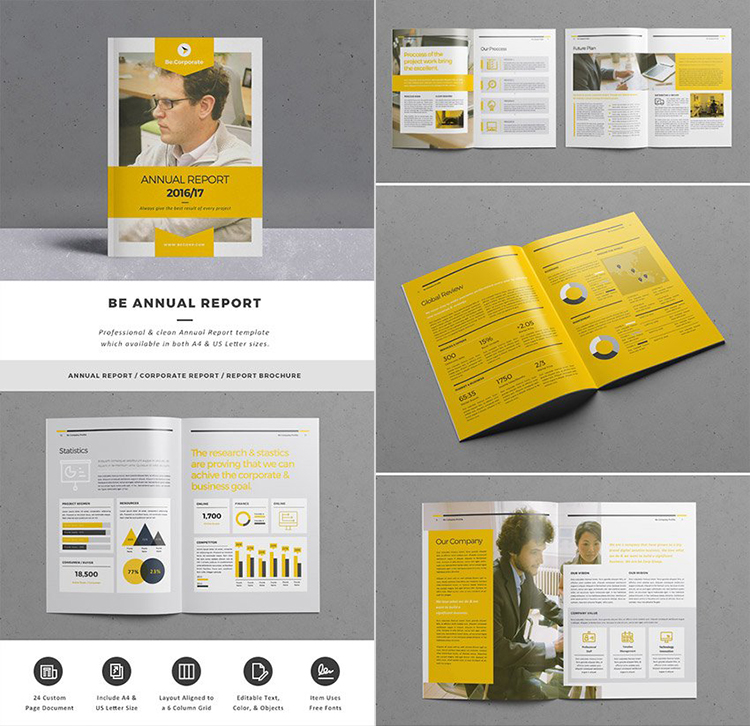 Bộ report template cao cấp báo cáo thường niên Be cho InDesign