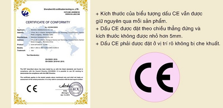 Quy định về việc d&aacute;n nh&atilde;n dấu logo CE