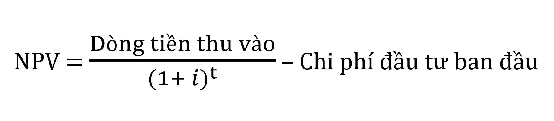 C&ocirc;ng thức chỉ số NPV