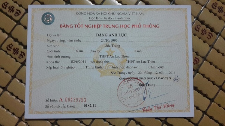 Nội dung ghi tr&ecirc;n bằng tốt nghiệp cấp 3