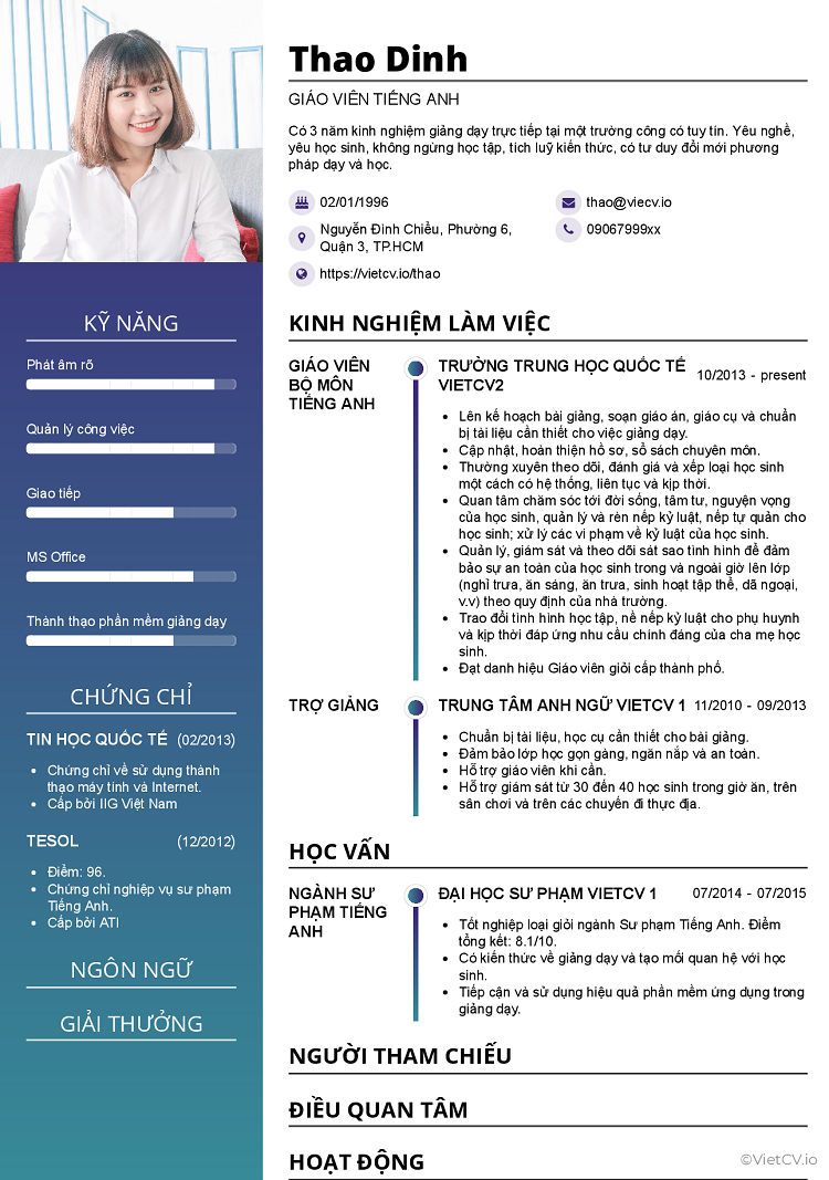 Cấu tr&uacute;c của một mẫu CV gia sư l&agrave; g&igrave;?