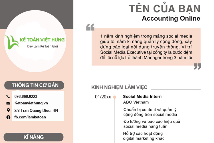 Hướng dẫn c&aacute;ch viết th&ocirc;ng tin c&aacute; nh&acirc;n trong CV