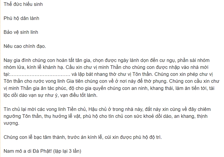 Văn khấn thần linh