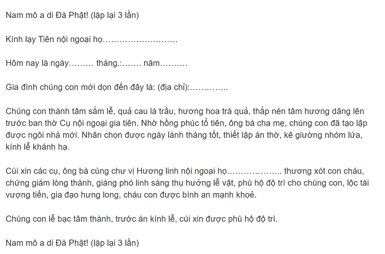 Văn khấn c&aacute;c yết gia ti&ecirc;n: