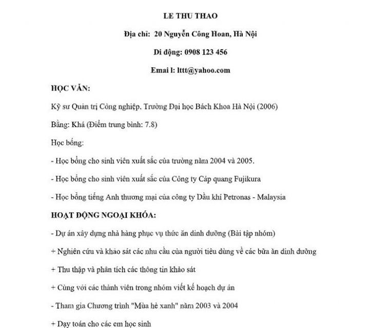 Hồ sơ xin việc online - CV xin việc 