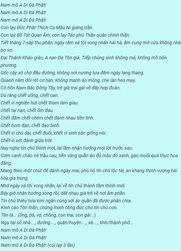 Văn khấn h&oacute;a v&agrave;ng rằm th&aacute;ng 7 tại nh&agrave;