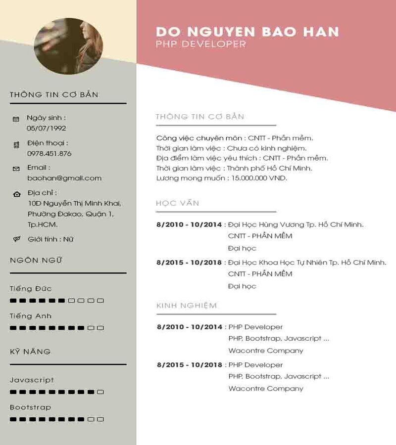 Hướng dẫn c&aacute;ch viết CV PHP Developer chuẩn