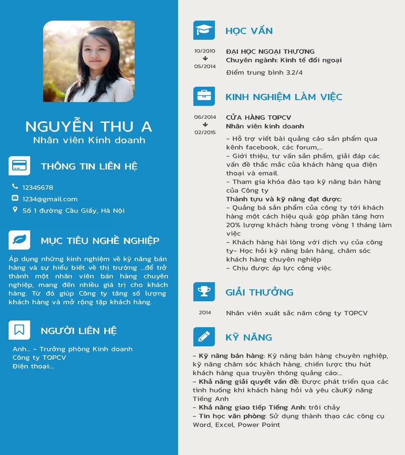 C&aacute;ch viết mẫu CV nh&acirc;n vi&ecirc;n kinh doanh chuẩn nhất