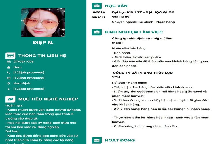 Mẫu CV Đại diện bán hàng