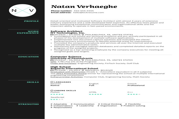 Mẫu CV Software Architect chuẩn tiếng Anh