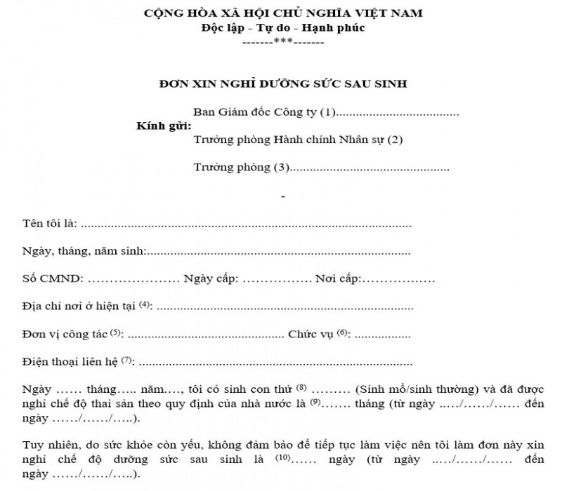 Thủ tục xin nghỉ dưỡng sức sau sinh