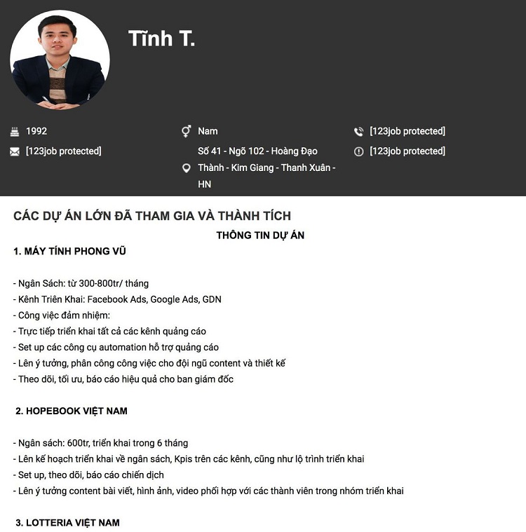CV truong phong Marketing 